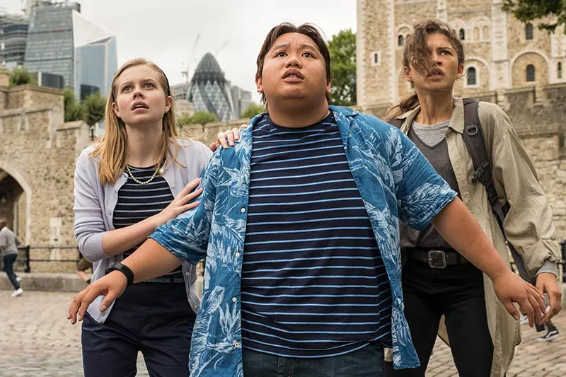 Movie still of Betty, Ned, and MJ