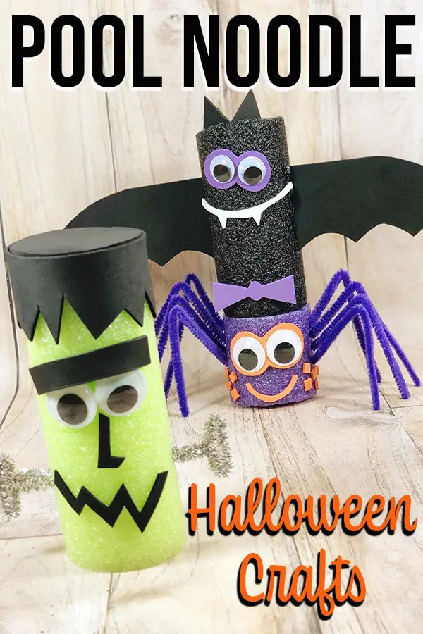 Frankenstein, Bat, and Spider made with pool noodles.