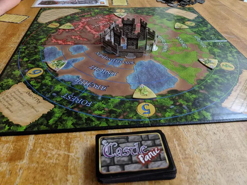 Castle Panic board game set up.