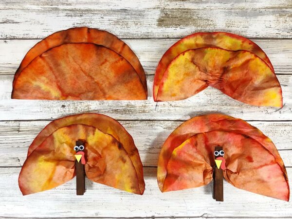 Coffee Filter Turkeys Thanksgiving Craft for Kids