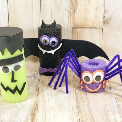 completed pool noodle halloween decorations