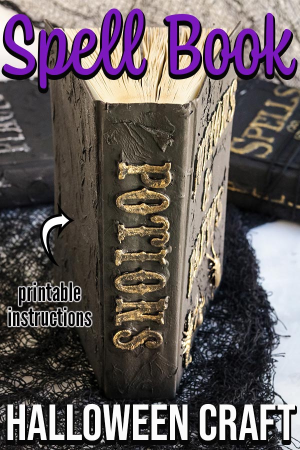 Completed Potion Book Craft standing upright to show book spine