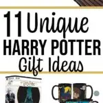 Collage of Harry Potter products with text overlay
