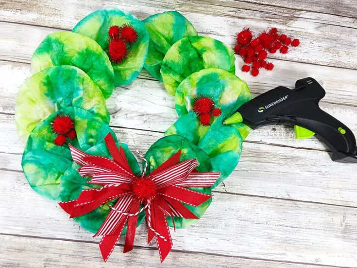 Easy Christmas Coffee Filter Wreath Craft for Kids