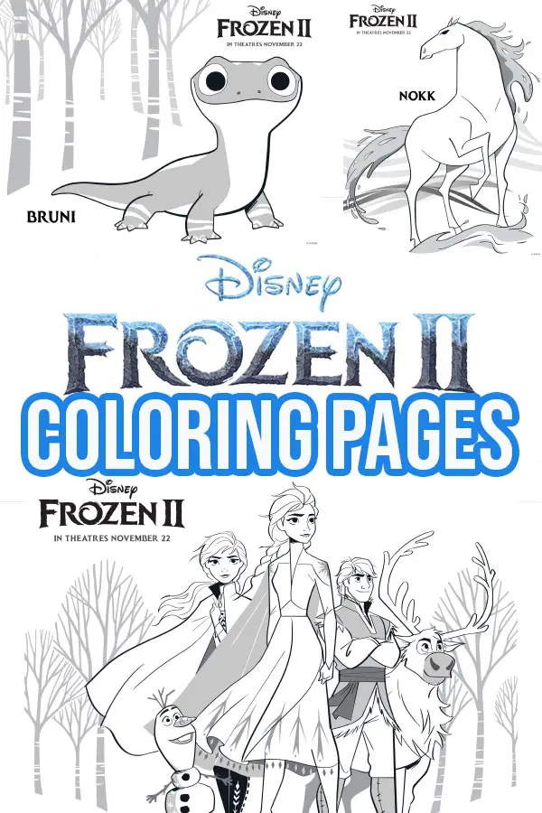 Collage of Frozen 2 coloring page images.