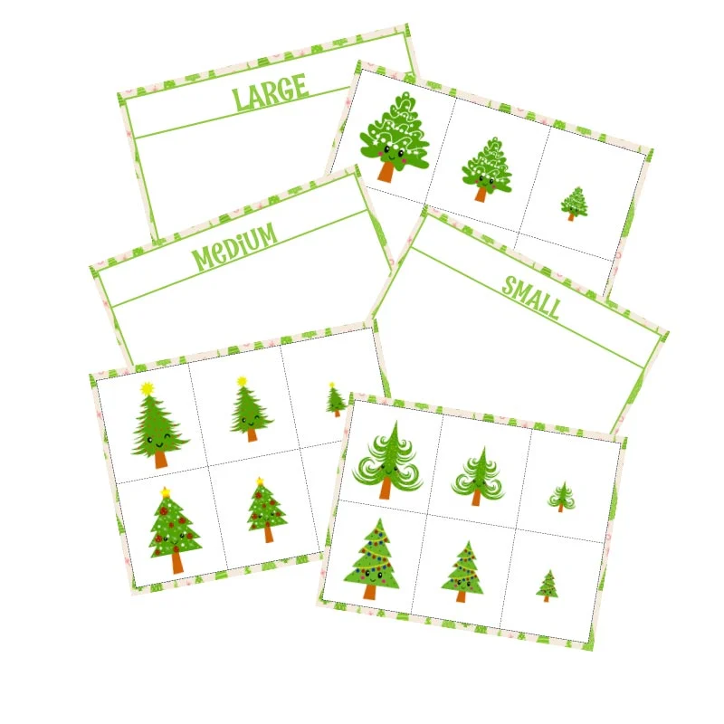 Digital Mockup of the Christmas tree sorting printables.