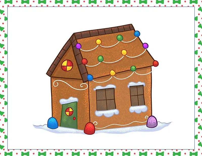 Gingerbread house playdough mat printable page.