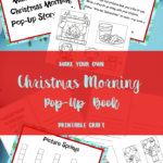 Preview images of Christmas pop up book printable pages.