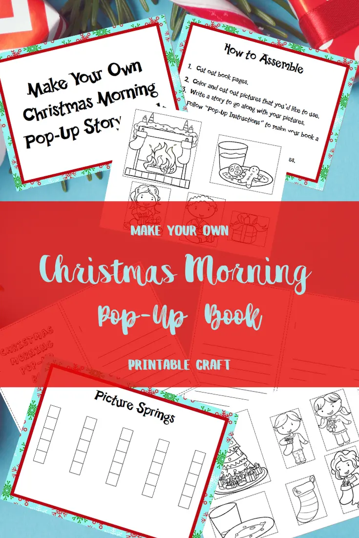 Preview images of Christmas pop up book printable pages.