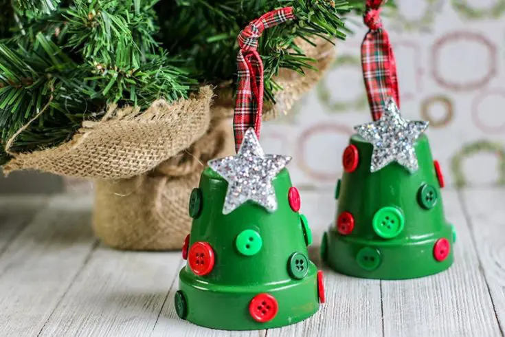 Christmas Tree Clay Pot Ornament Craft for Kids