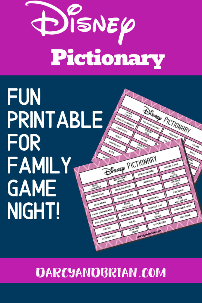 Preview images of printable Disney themed pictionary phrases with text overlay