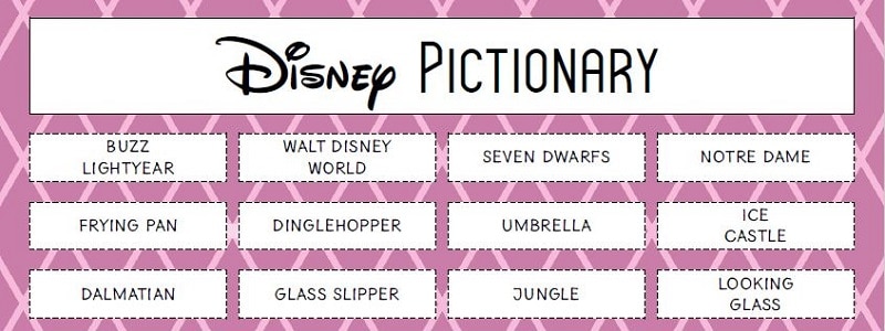 Partial list of printable Disney related drawing prompts