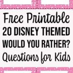 Preview of four printable Disney Would You Rather question cards and text overlay.