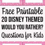 Preview of four printable Disney Would You Rather question cards and text overlay.