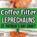 collage image of finished coffee filter leprechauns.