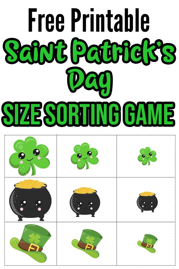 Preview image of shamrock sorting printable with text overlay.