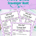 Image with preview of video call scavenger hunt printable pages.