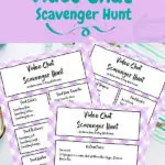 Image with preview of video call scavenger hunt printable pages.
