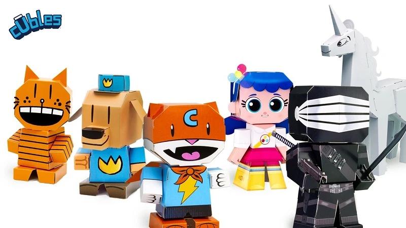 Six assembled Cubles licensed characters including Dogman, Petey, Pheobe and her unicorn.