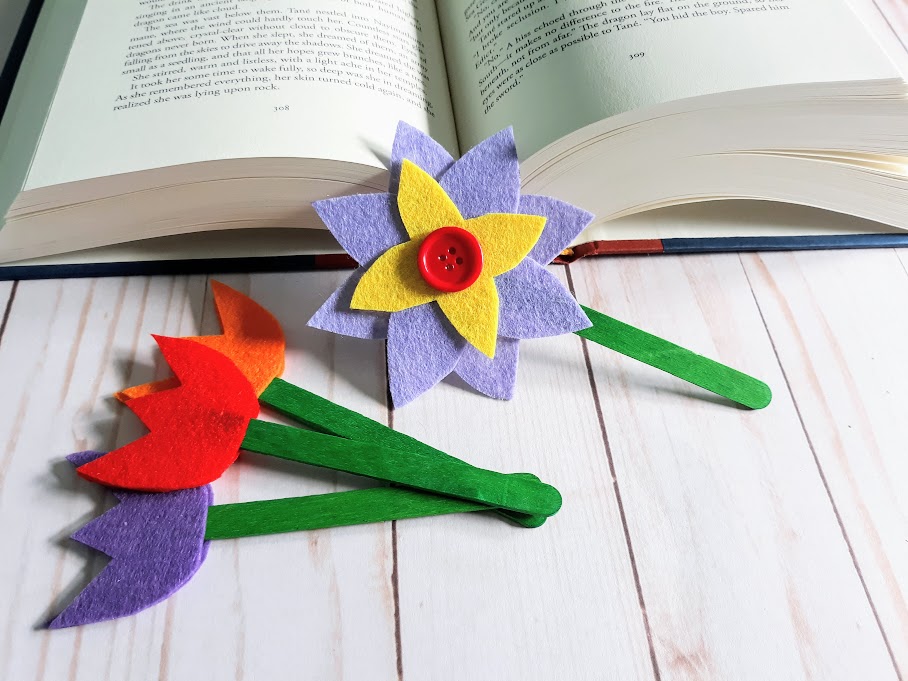 Easy Felt Flower Bookmark Craft for Kids