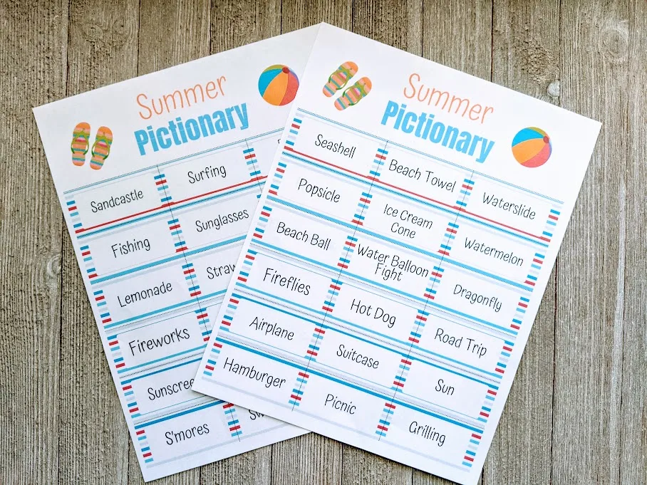 Free Printable Summer Pictionary Game  Pictionary words, Pictionary,  Pictionary for kids