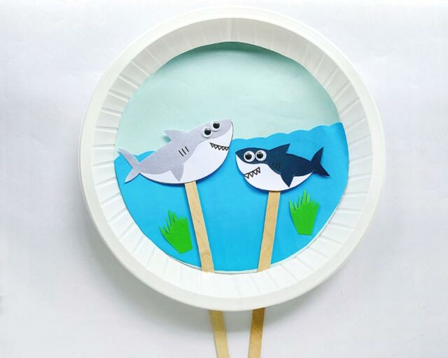 Easy Moving Shark Paper Plate Craft for Kids [Free Shark Template]