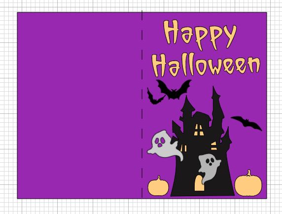 Screenshot of Haunted House Halloween card design from Cricut Design Space.