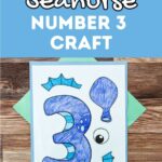 Light blue text box at the top says Seahorse Number 3 Craft. Below is a photo of the craft template printed out and colored in with crayons.