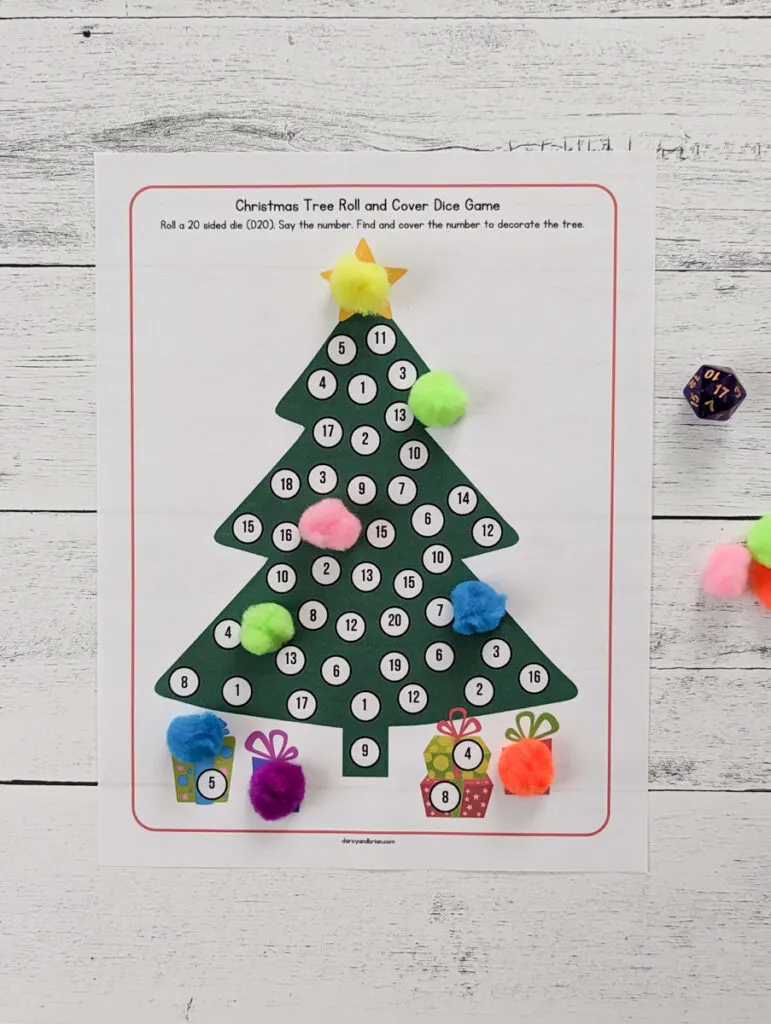 Christmas Two Dice Roll and Cover Game - Craftulate