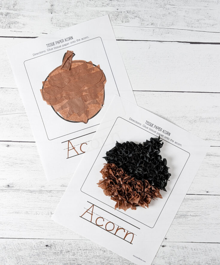 Acorn Tissue Paper Craft Perfect for Preschool and Kindergarten