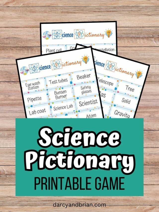 Science Pictionary Printable Game for Kids Story