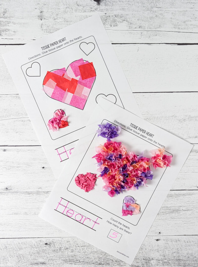 Tissue Paper Heart Craft Free Printable Template