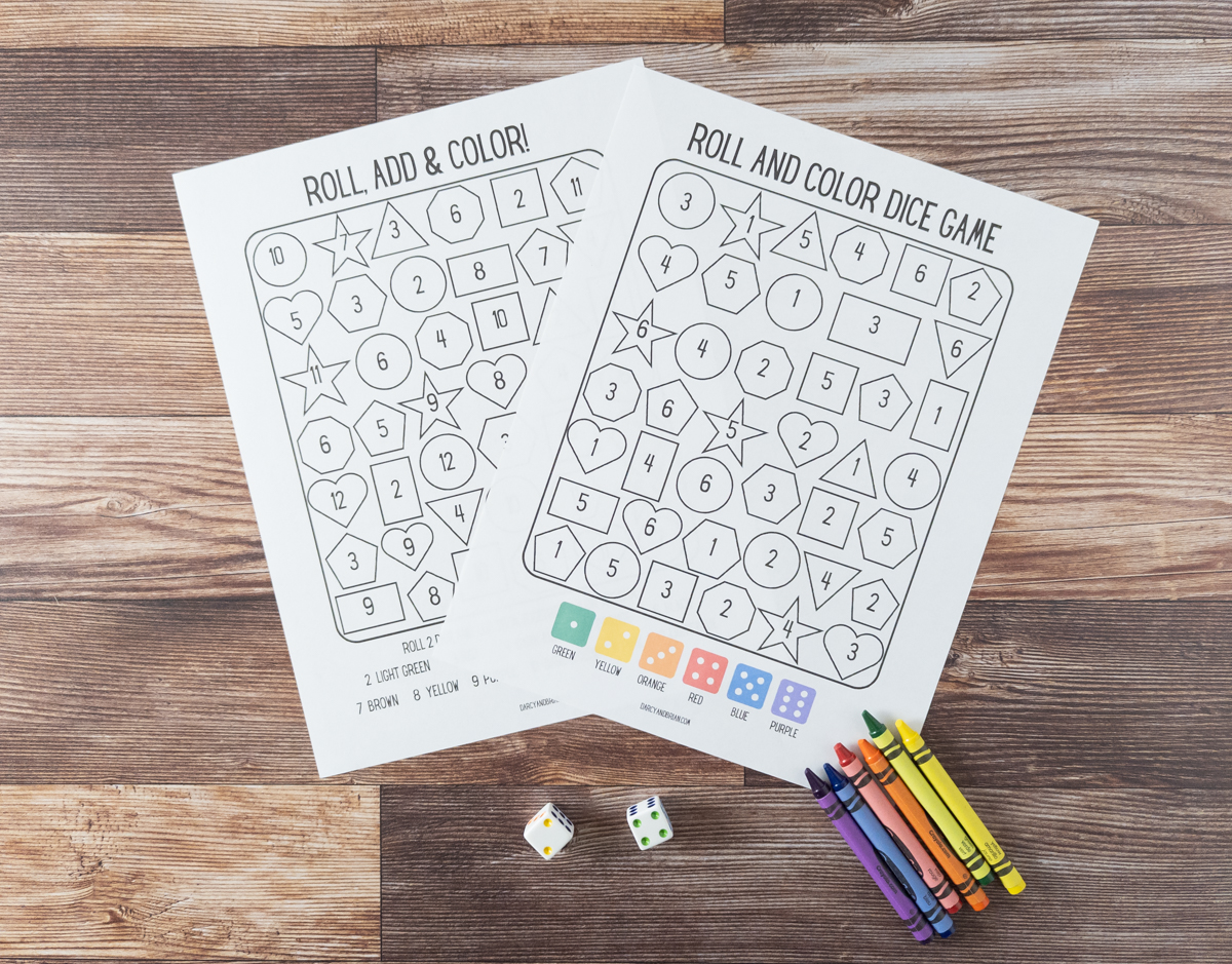 Roll and Color Dice Game Preschool & Kindergarten Math Activity