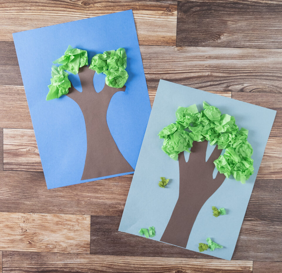 Tissue Paper Tree Craft Easy Preschool Art Project