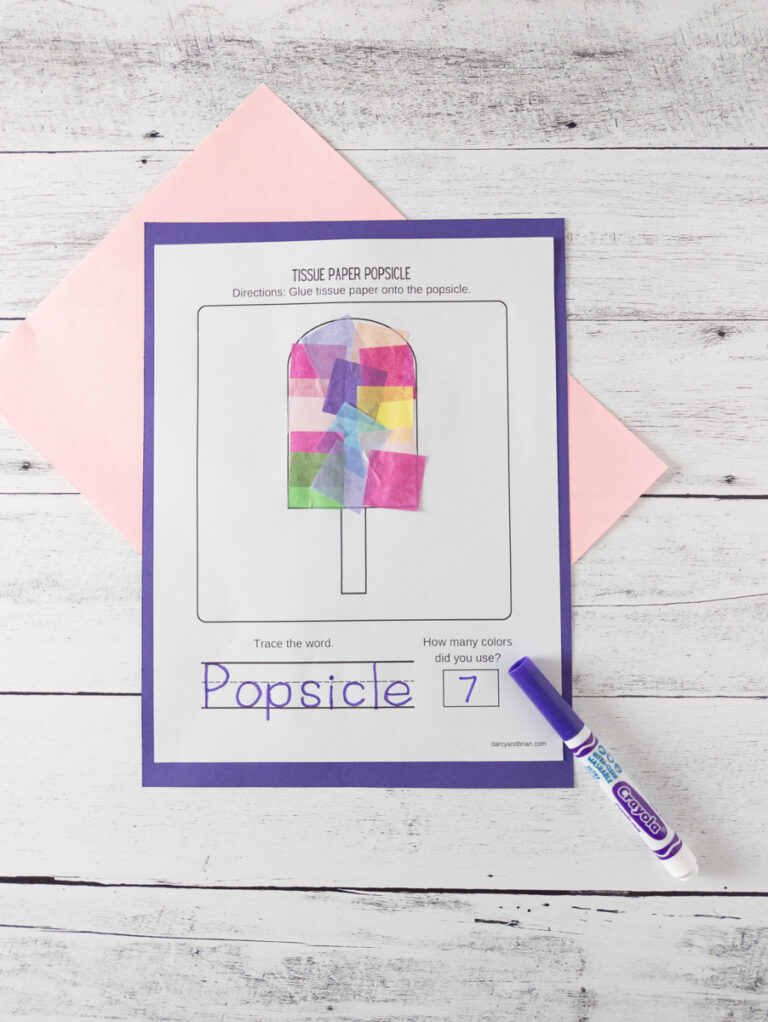 Popsicle Tissue Paper Craft Preschool Activity for Kids