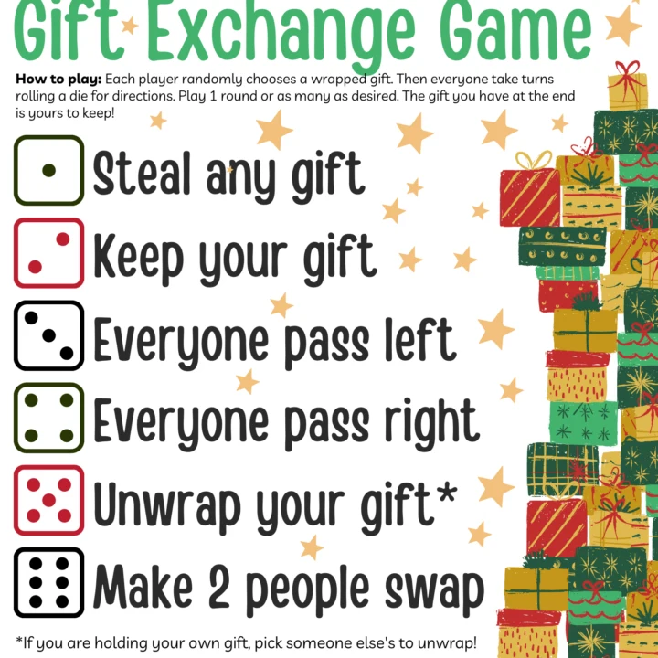 Fun Printable Christmas Gift Exchange Games for Kids