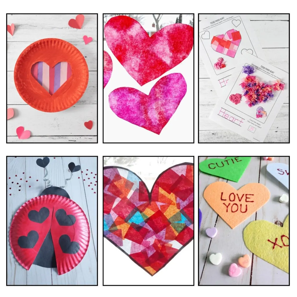 Six different Valentine-themed craft projects kids can make.