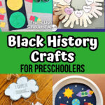 Four different craft projects that can be used with preschool Black history lessons.