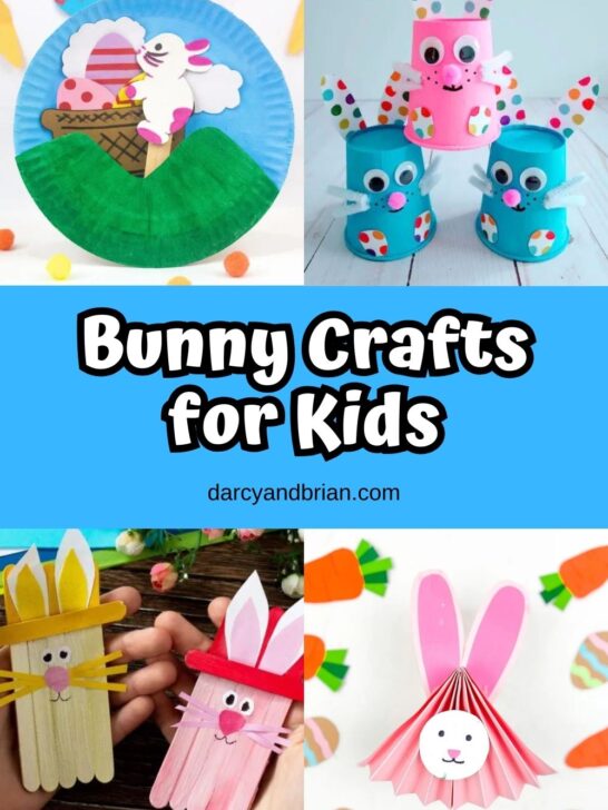 Collage of four different Bunny Crafts for kids