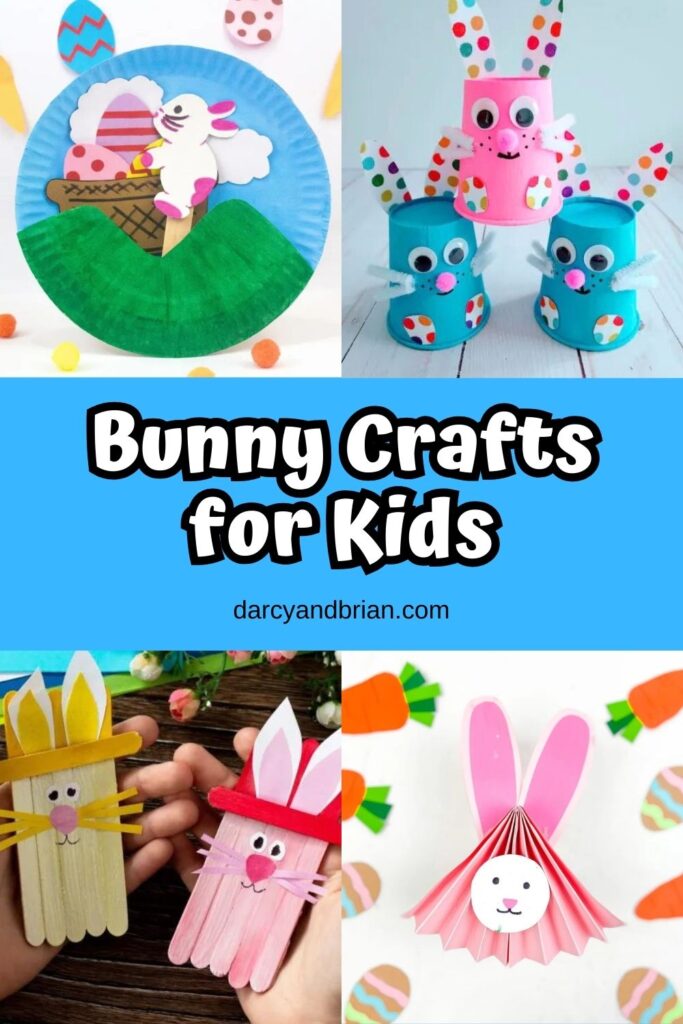 Collage of four different Bunny Crafts for kids