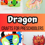 Four image collage of different dragon crafts preschool children can make.