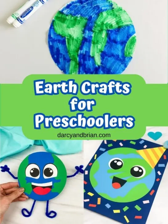 Collage of three different Earth Crafts for Preschoolers