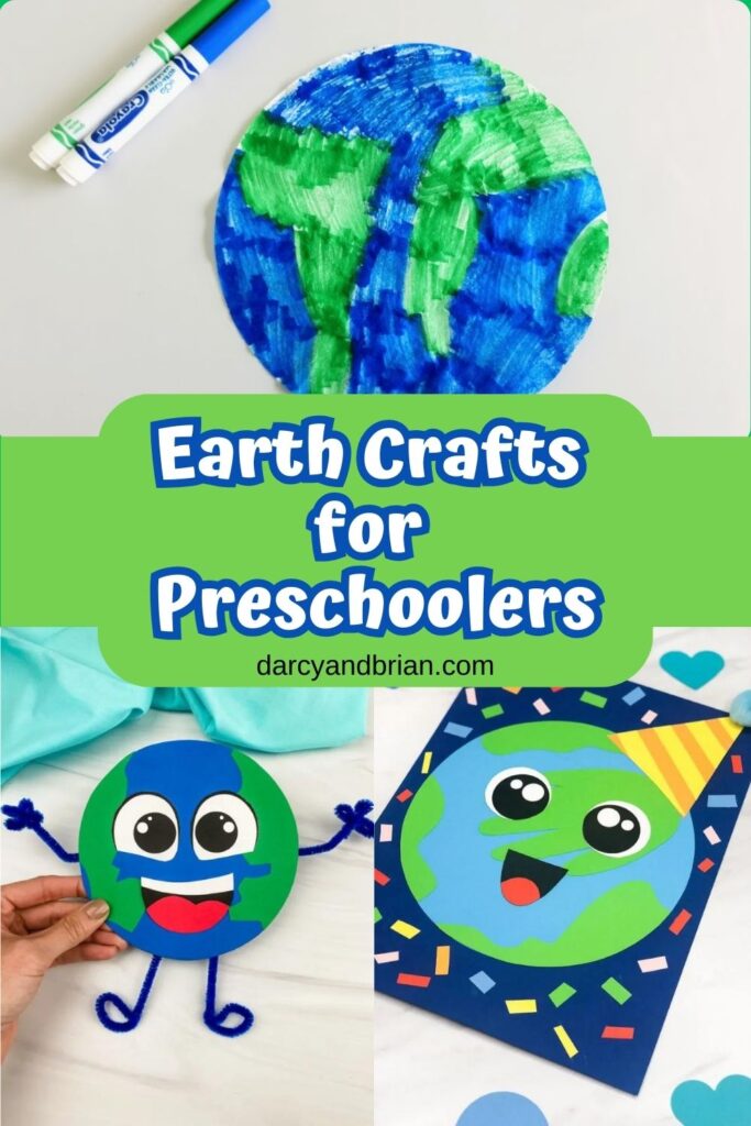 Collage of three different Earth Crafts for Preschoolers