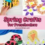 Collage of 4 different Spring Crafts for Preschoolers