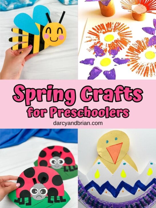 Collage of 4 different Spring Crafts for Preschoolers