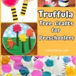 Collage image of four different arts and crafts featuring colorful Truffula Trees.