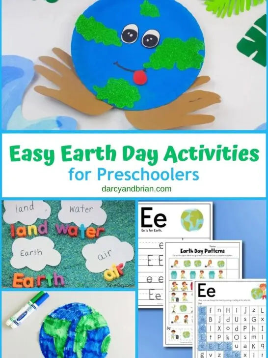 Collage of 4 Easy Earth Day Activities for Preschoolers
