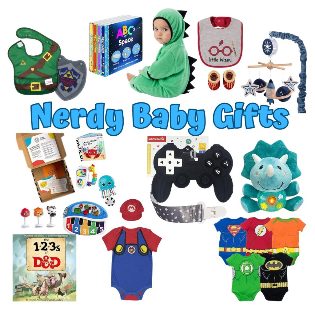 Collage of 11 assorted Nerdy baby Gifts