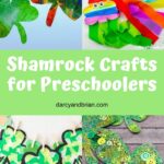 Collage of 4 different Shamrock Crafts for Preschoolers