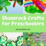 Collage of 4 different Shamrock Crafts for Preschoolers